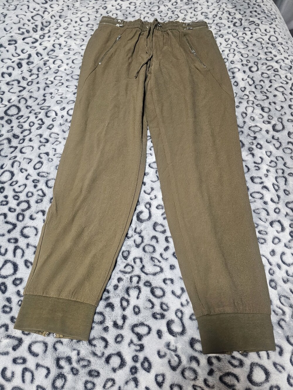 Zara Woman Olive Drawstring Jogger Pants